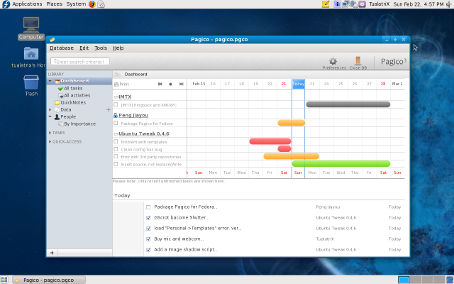 Pagico under Fedora thumb